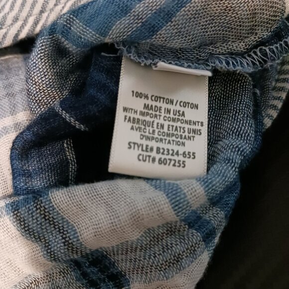 Bella Dahl One-Shoulder Tie Front Blue/White Striped Cotton Blouse S - Picture 9 of 12